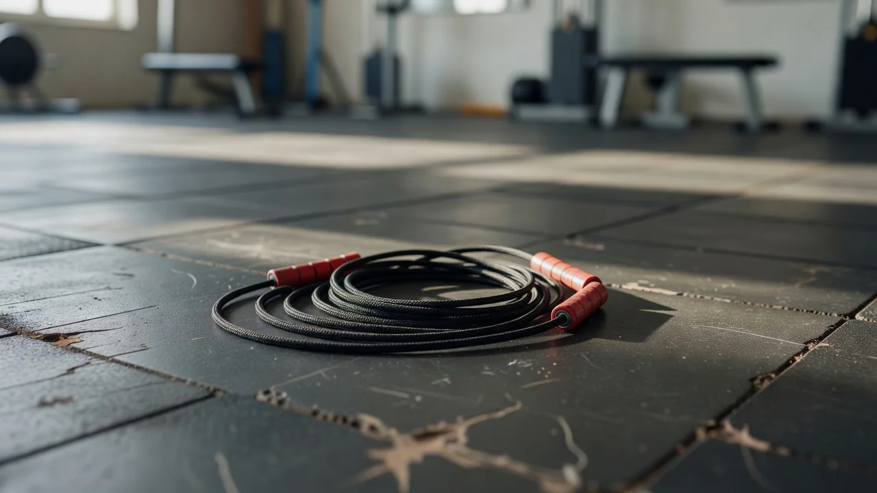 A foam roller and a small massage ball resting on an exercise mat